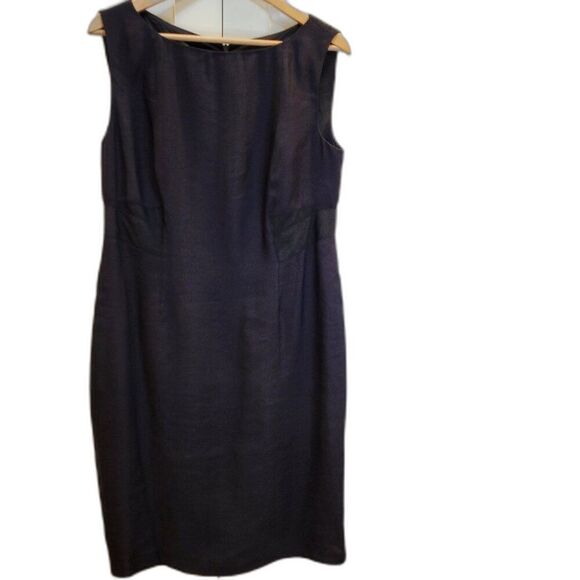 Jones New York Women's Little Black Dress Linen Sleeveless Sheath Size 12 - Picture 1 of 8
